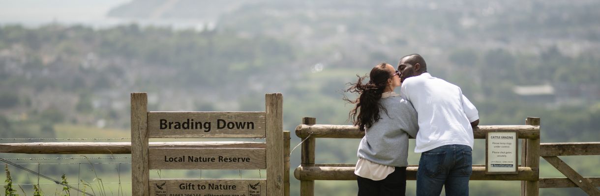 Couple up Brading Downs, Isle of Wight